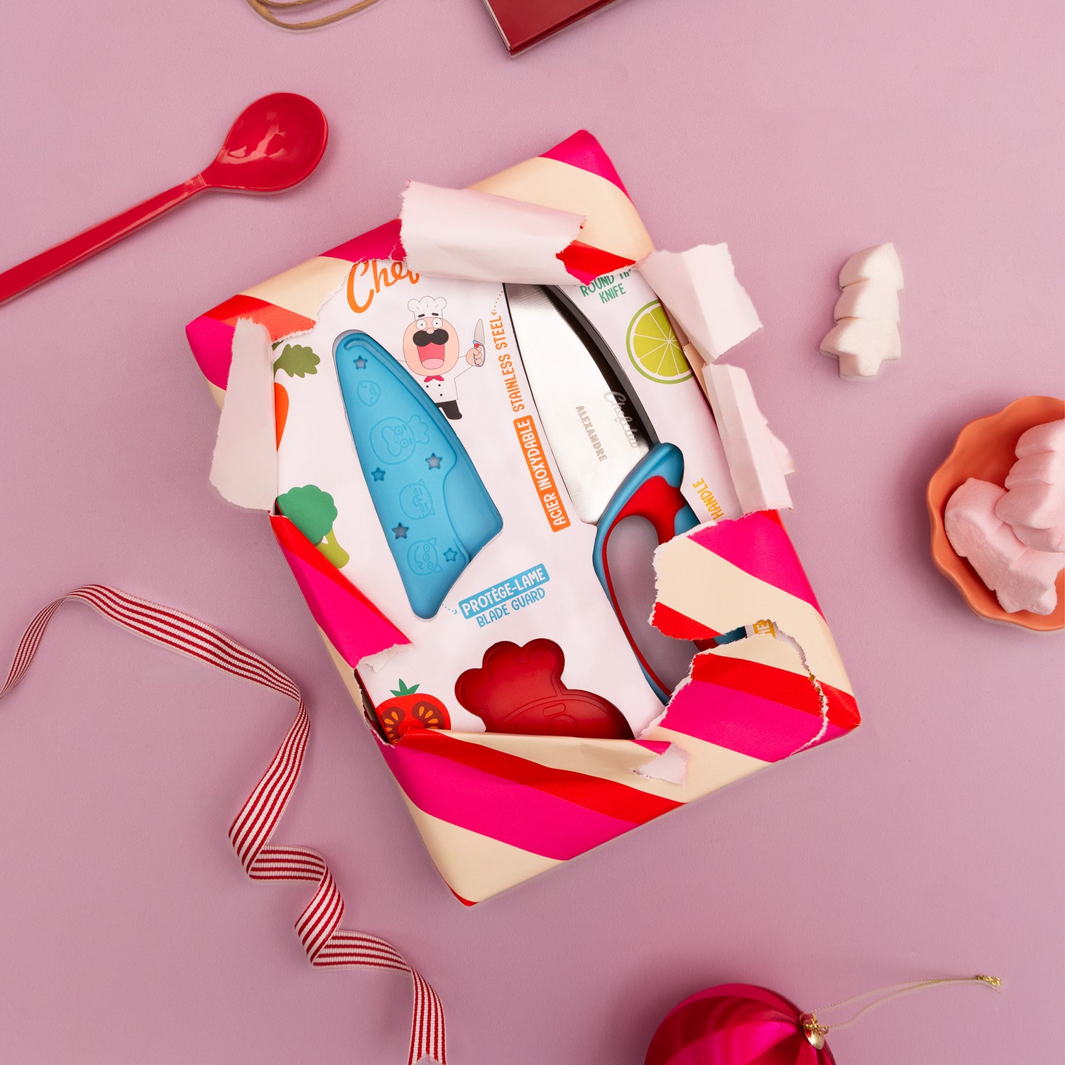 Mon couteau bleu/rouge personnalisé