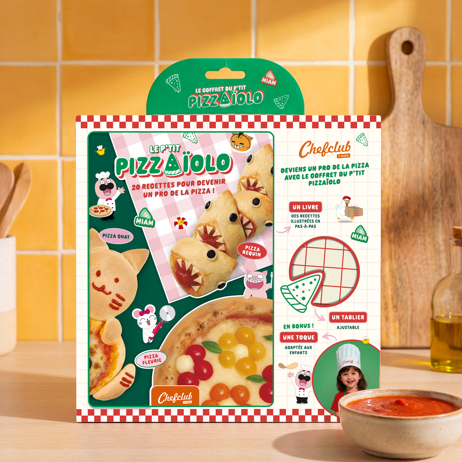 Coffret Kids : Le Pizzaiolo et le tablier pizza Chefclub Kids