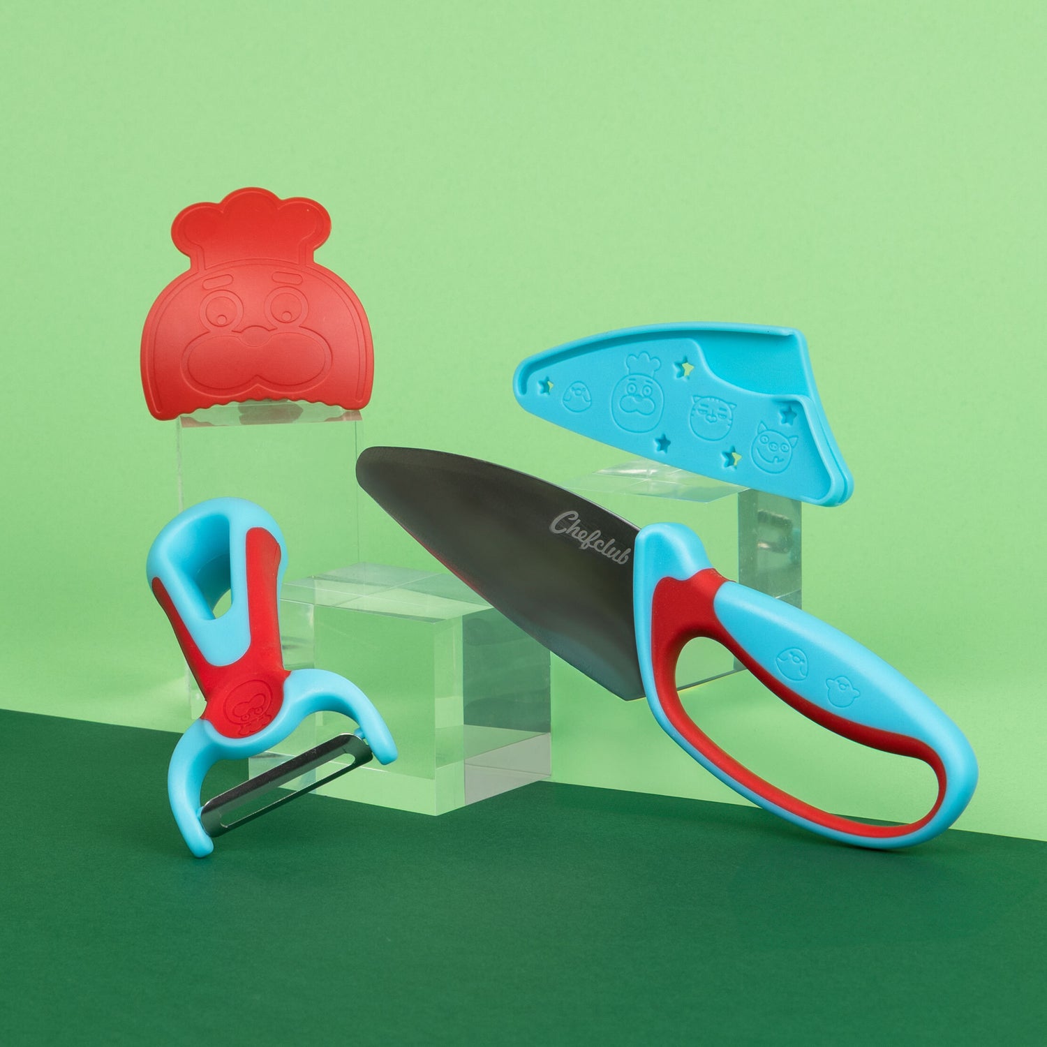 Kit découpe Bleu & Rouge : Couteau et éplucheur Chefclub Kids