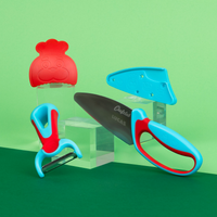 Mon Kit découpe personnalisé Bleu & Rouge : Couteau et éplucheur Chefclub Kids