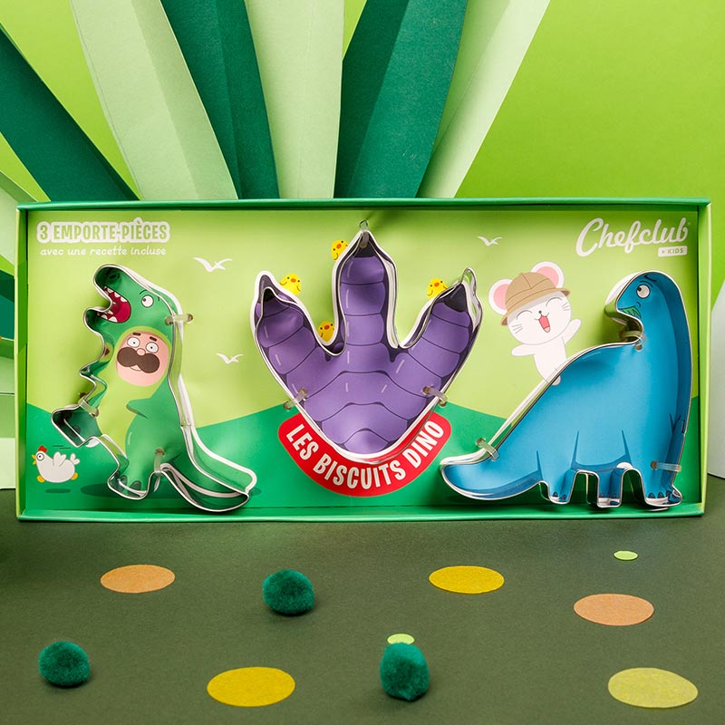 3 emporte-pièces - Les biscuits dino, sur le thème des dinosaures
