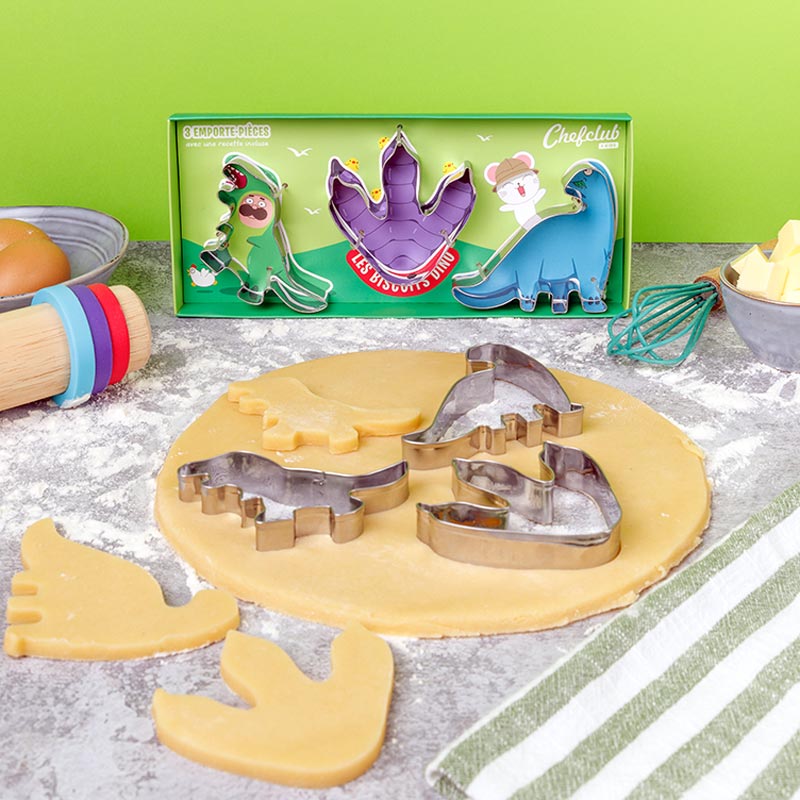 3 emporte-pièces - Les biscuits dino, sur le thème des dinosaures